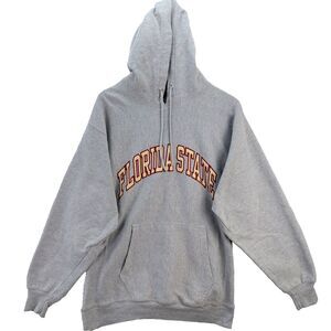 VTG Florida State Seminole Steve Barry Hoodie Sweatshirt Men Large Gray Spellout